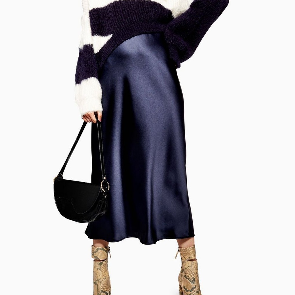 Topshop Satin Midi Slip Bias Skirt